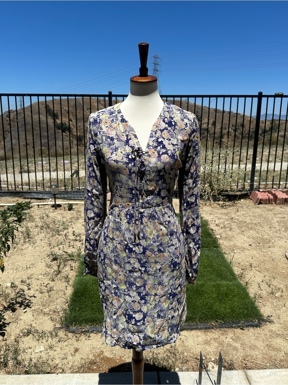 Skies Are Blue Floral Midi Dress - Blue, Yellow, White